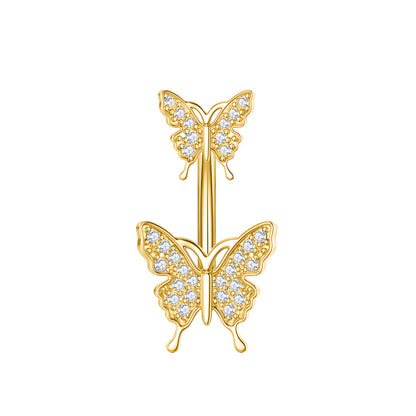 Fashion Butterfly Copper Plating Zircon Belly Ring