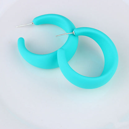 1 Pair IG Style Modern Style C Shape Stoving Varnish Arylic Sterling Silver Hoop Earrings