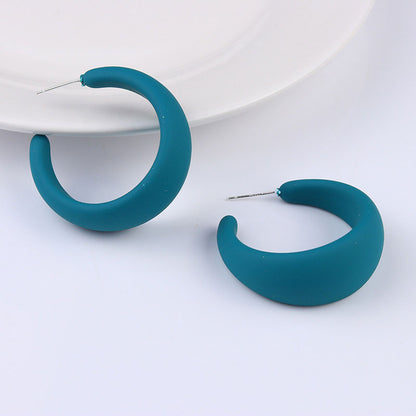 1 Pair IG Style Modern Style C Shape Stoving Varnish Arylic Sterling Silver Hoop Earrings