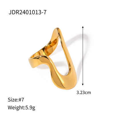 Wholesale Jewelry IG Style Simple Style Solid Color 304 Stainless Steel Titanium Steel 18K Gold Plated Irregular Rings