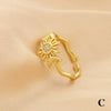 Retro Simple Style Clouds Sun Butterfly Copper Plating Inlay Zircon 18k Gold Plated Open Rings