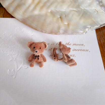 1 Pair Cartoon Style Cute Bear Alloy Ear Studs