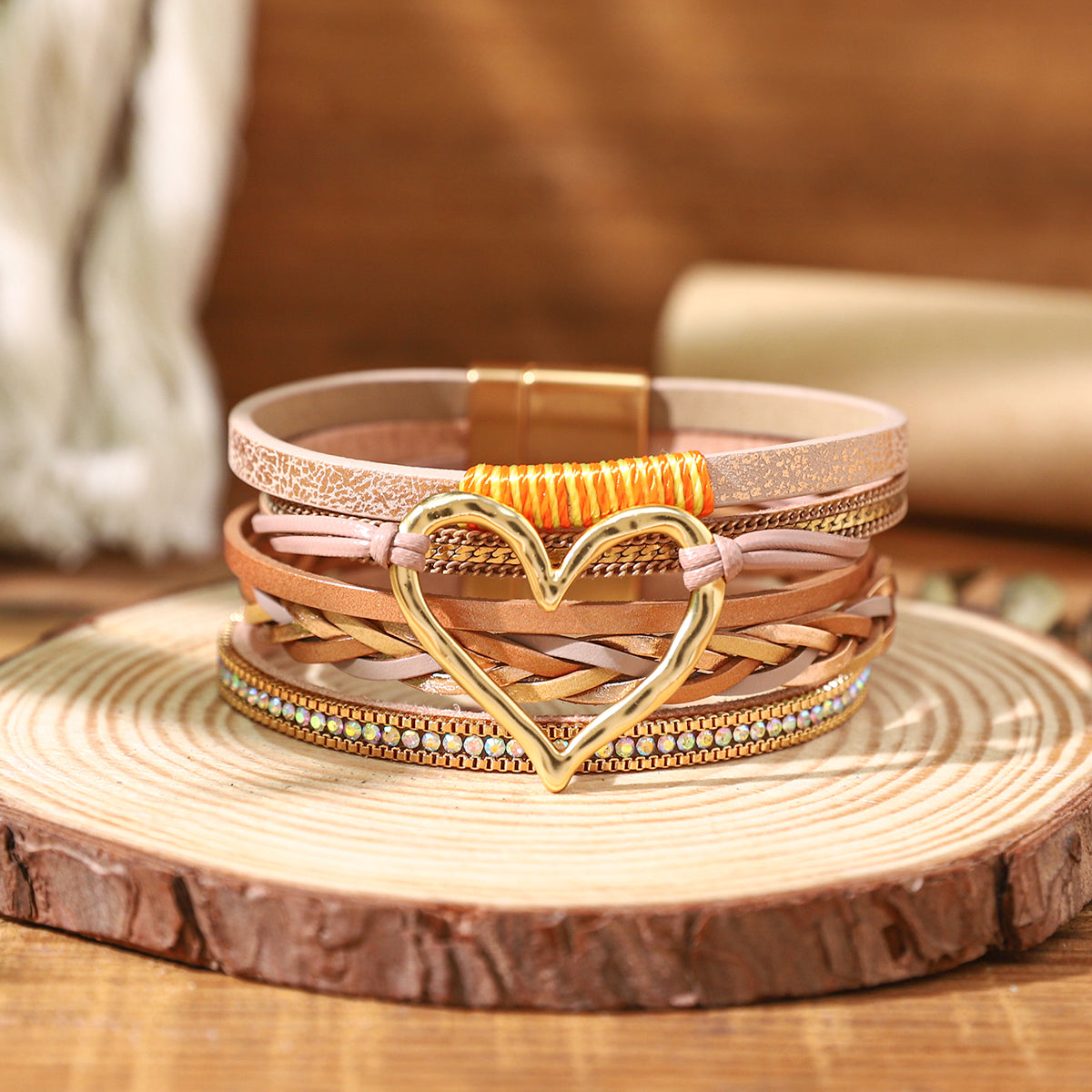 Casual Bohemian Heart Shape Criss Cross Layered Women's Bracelets