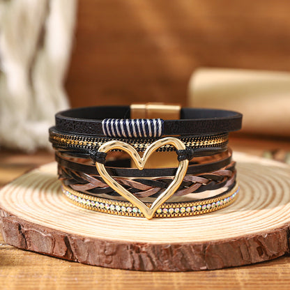 Casual Bohemian Heart Shape Criss Cross Layered Women's Bracelets