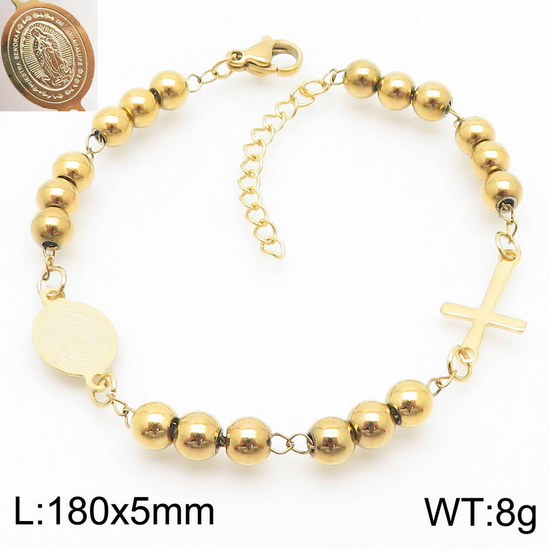 Stainless Steel 18K Gold Plated Basic Streetwear Cross Bracelets