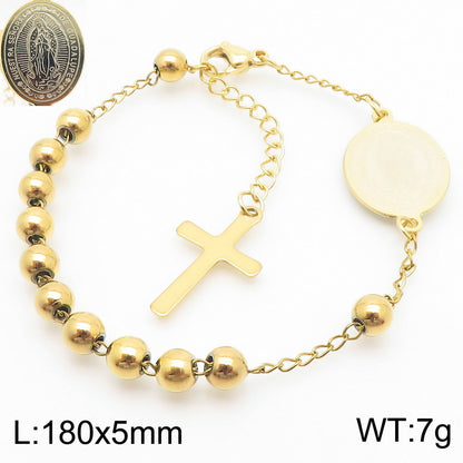 Stainless Steel 18K Gold Plated Basic Streetwear Cross Bracelets