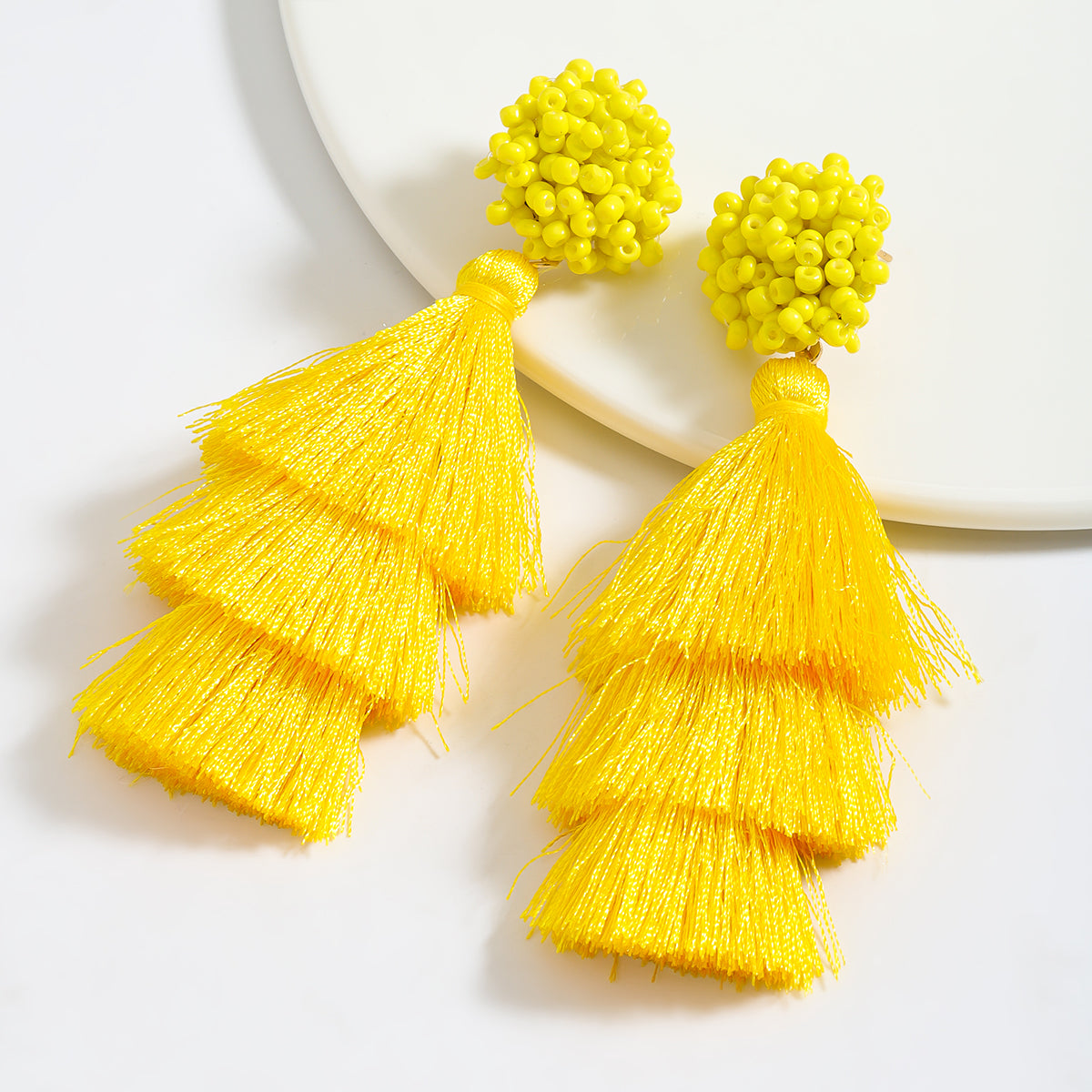 1 Pair Vacation Tassel Handmade Cloth Fabric Handmade Drop Earrings