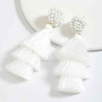 1 Pair Vacation Tassel Handmade Cloth Fabric Handmade Drop Earrings