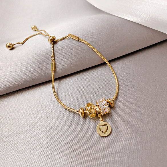 Simple Style Star Titanium Steel Metal Rhinestones Bracelets