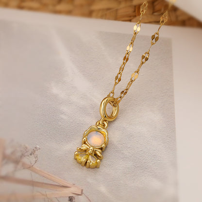 Cute Simple Style Commute Mermaid Copper Plating Inlay Zircon 18k Gold Plated Pendant Necklace