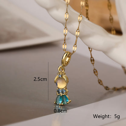 Cute Simple Style Commute Mermaid Copper Plating Inlay Zircon 18k Gold Plated Pendant Necklace