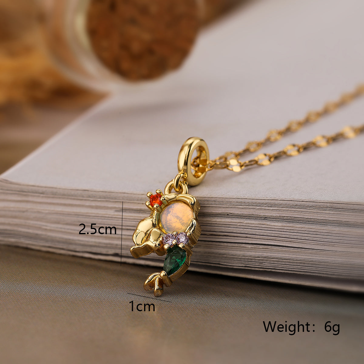 Cute Simple Style Commute Mermaid Copper Plating Inlay Zircon 18k Gold Plated Pendant Necklace