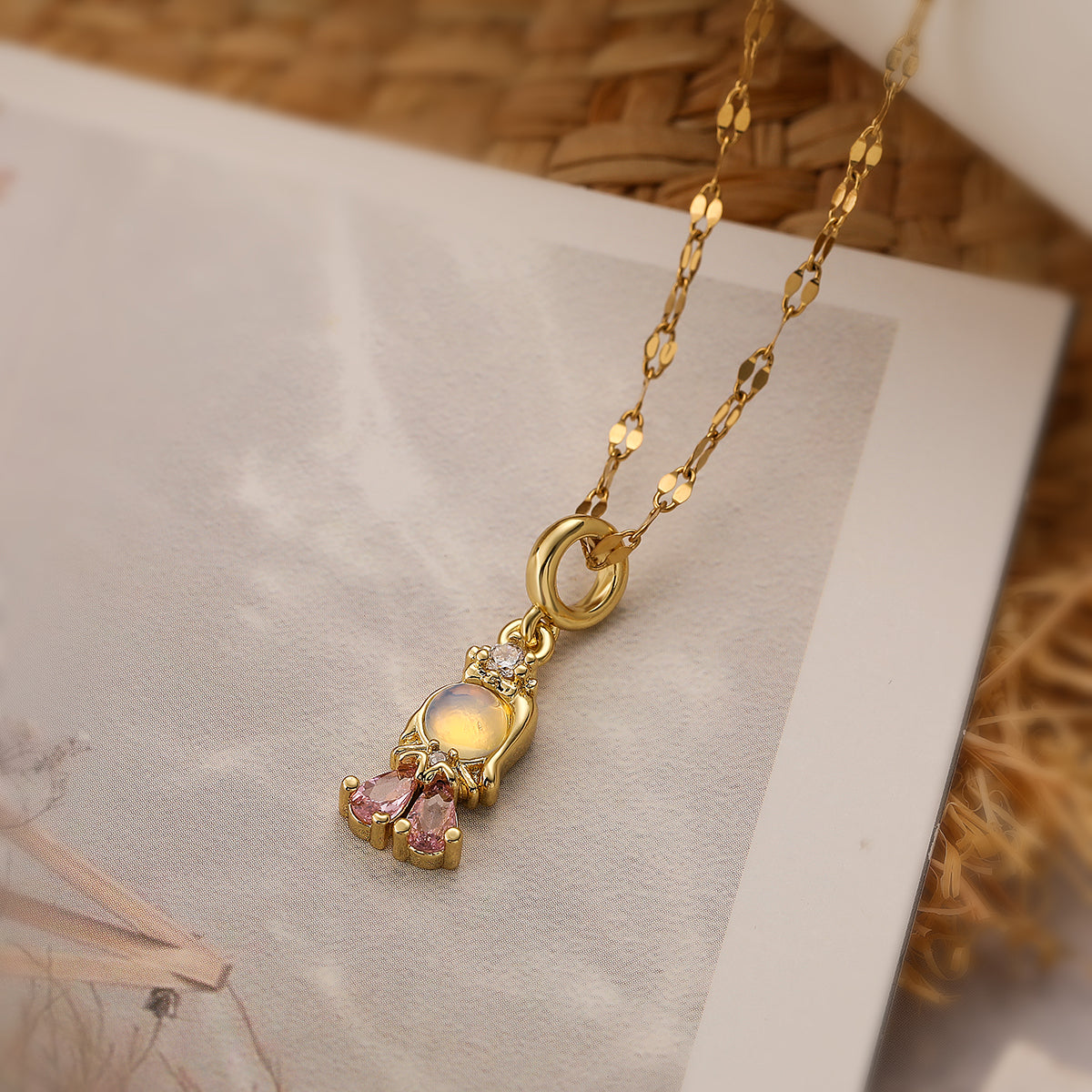 Cute Simple Style Commute Mermaid Copper Plating Inlay Zircon 18k Gold Plated Pendant Necklace