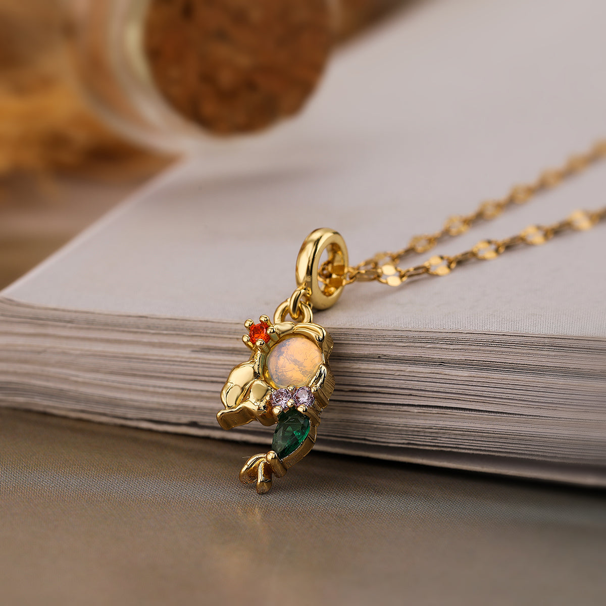 Cute Simple Style Commute Mermaid Copper Plating Inlay Zircon 18k Gold Plated Pendant Necklace