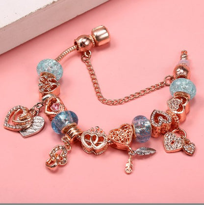 Sweet Heart Shape Crown Flower Copper Bracelets In Bulk