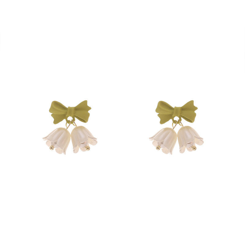 1 Pair Modern Style Simple Style Heart Shape Flower Bow Knot Inlay Alloy Rhinestones Drop Earrings Ear Studs