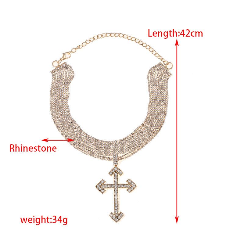 Lady Cross Alloy Inlay Rhinestones Women's Necklace