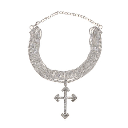 Lady Cross Alloy Inlay Rhinestones Women's Necklace