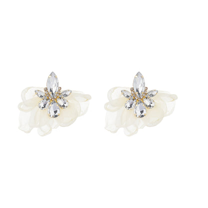 1 Pair Retro Flower Inlay Alloy Rhinestones Ear Studs