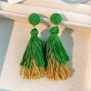 1 Pair Casual Tassel Synthetic Fibre Alloy Glass Drop Earrings