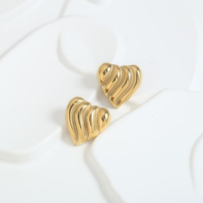 1 Pair Retro Simple Style Roman Style Solid Color Plating Stainless Steel 18K Gold Plated Ear Studs