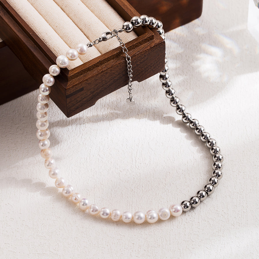 Ig Style Simple Style Geometric Stainless Steel Freshwater Pearl Plating 18k Gold Plated Necklace