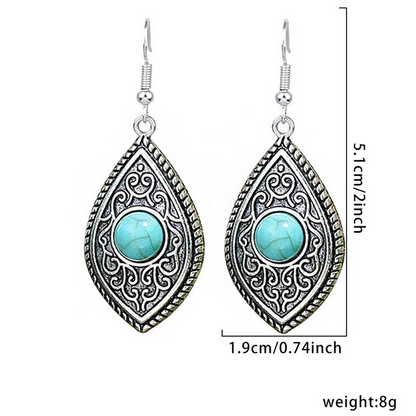 1 Pair Bohemian Round Inlay Zinc Alloy Turquoise Drop Earrings