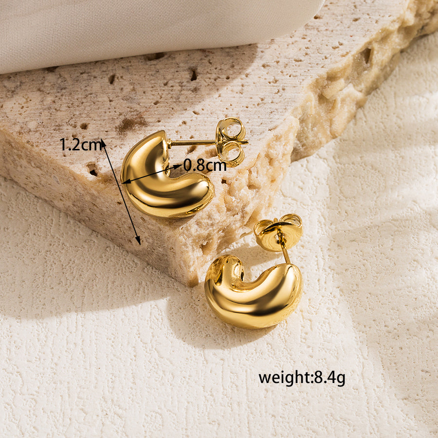 1 Pair Casual Heart Shape Solid Color Plating Stainless Steel 14k Gold Plated Ear Studs