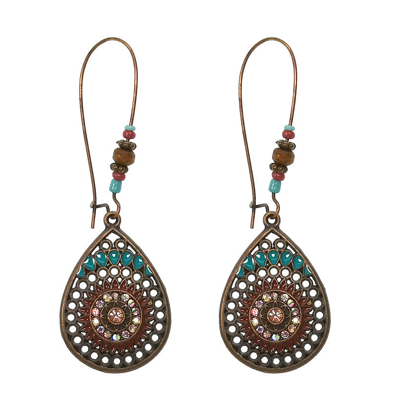 1 Pair Bohemian Water Droplets Inlay Alloy Turquoise Drop Earrings