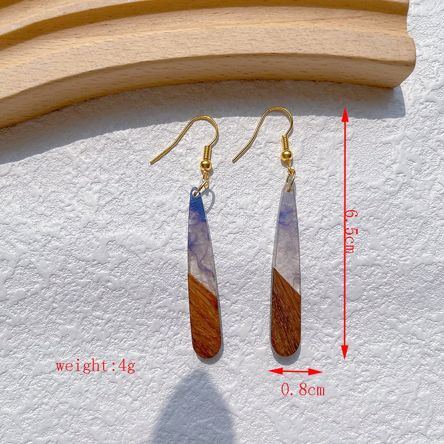 1 Pair Simple Style Streetwear Geometric Hollow Out Alloy Wood Resin Drop Earrings