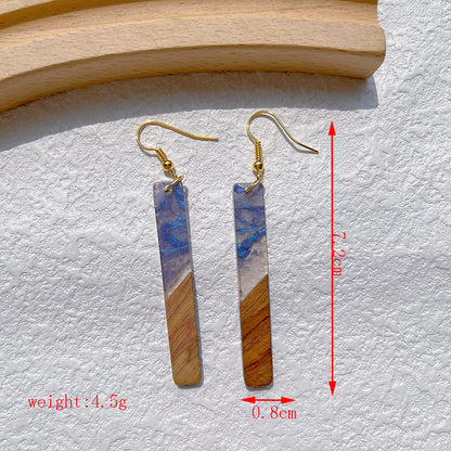 1 Pair Simple Style Streetwear Geometric Hollow Out Alloy Wood Resin Drop Earrings