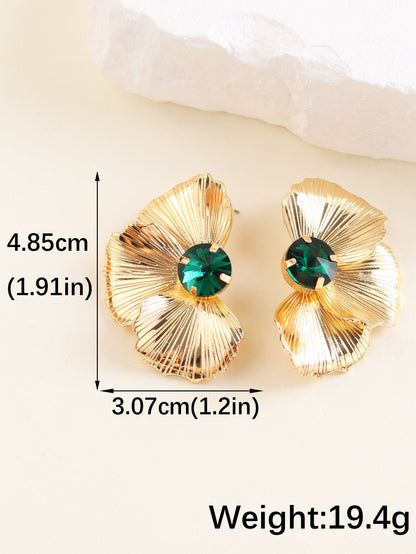 1 Pair Vintage Style Petal Glass Iron Ear Studs