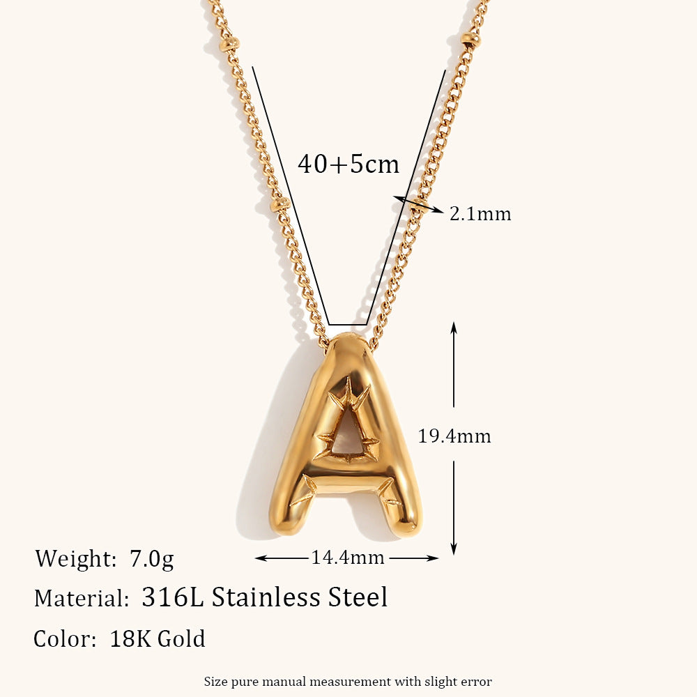 304 Stainless Steel 18K Gold Plated Casual Classic Style Plating Letter Pendant Necklace