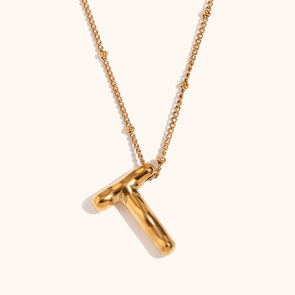 304 Stainless Steel 18K Gold Plated Casual Classic Style Plating Letter Pendant Necklace