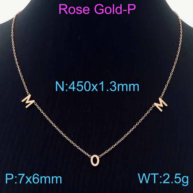 Mama Simple Style Solid Color Stainless Steel Plating 18k Gold Plated Necklace