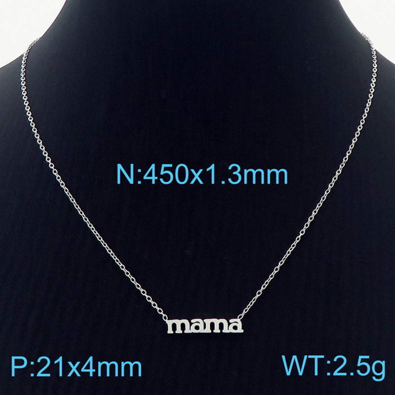 Mama Simple Style Letter Solid Color Stainless Steel Plating 18k Gold Plated Necklace