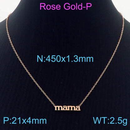 Mama Simple Style Letter Solid Color Stainless Steel Plating 18k Gold Plated Necklace