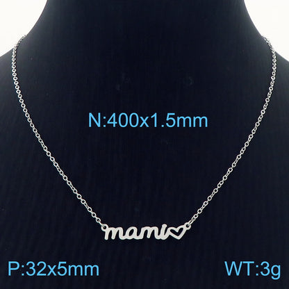 Mama Simple Style Solid Color Stainless Steel Plating 18k Gold Plated Necklace