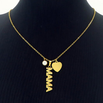 Mama Simple Style Solid Color Stainless Steel Plating 18k Gold Plated Necklace