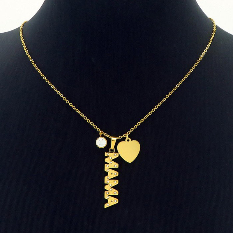 Mama Simple Style Letter Solid Color Stainless Steel Plating 18k Gold Plated Necklace