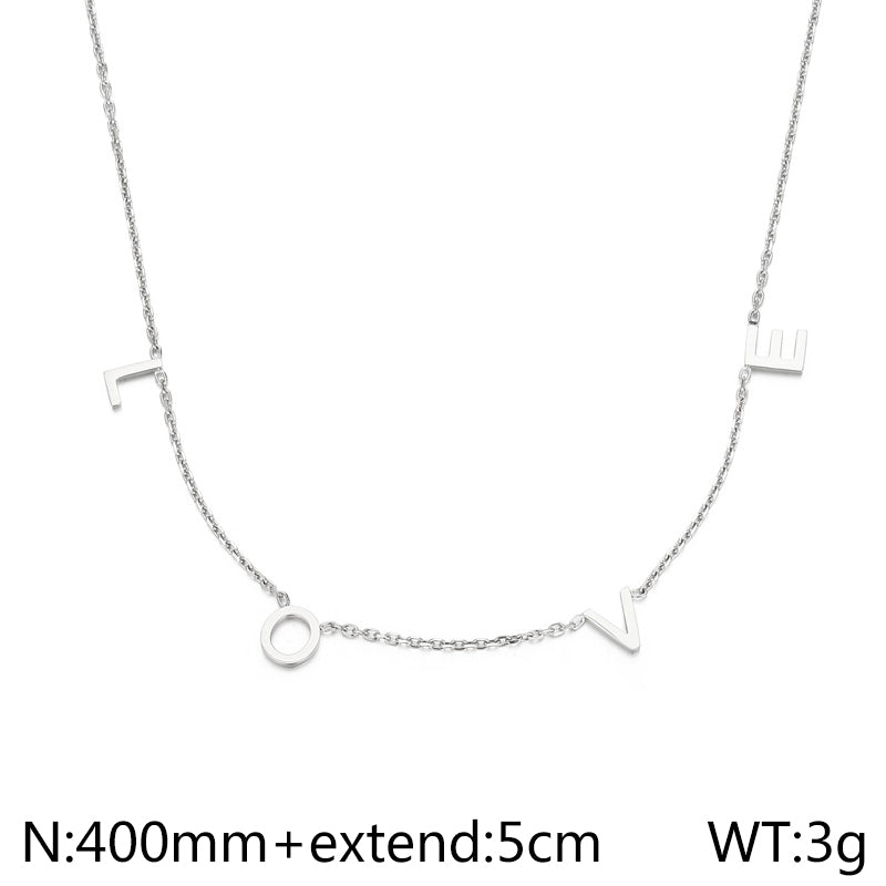 Titanium Steel Simple Style Letter Plating Necklace