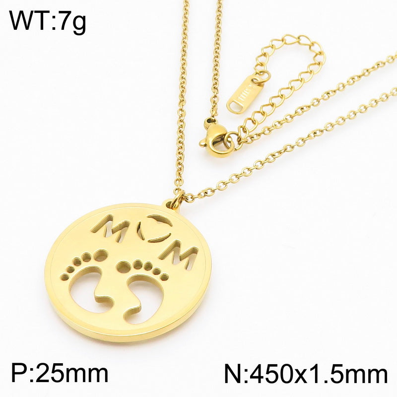 Mama Simple Style Solid Color Stainless Steel Plating 18k Gold Plated Necklace