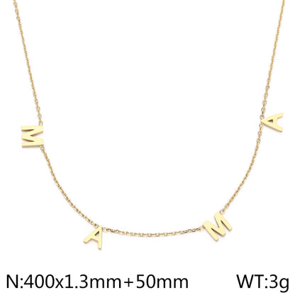 Mama Simple Style Letter Solid Color Stainless Steel Plating 18k Gold Plated Necklace