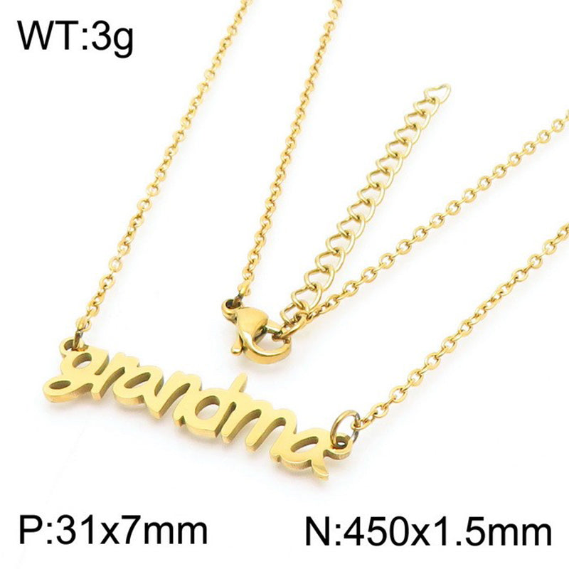 Mama Simple Style Letter Solid Color Stainless Steel Plating 18k Gold Plated Necklace