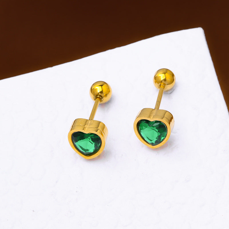 1 Pair Simple Style Heart Shape Plating Titanium Steel Ear Studs