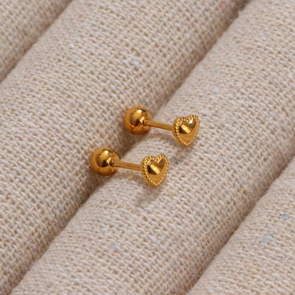 1 Pair Simple Style Heart Shape Plating Titanium Steel Ear Studs