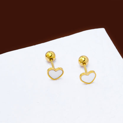 1 Pair Simple Style Heart Shape Plating Titanium Steel Ear Studs