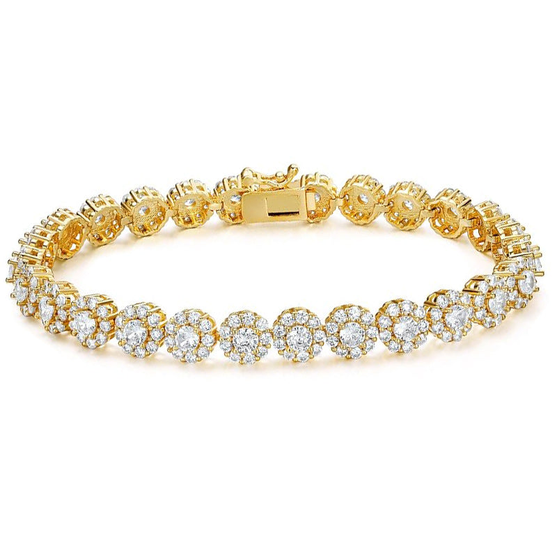 Brass 18K Gold Plated Casual Classic Style Plating Inlay Round Zircon Tennis Bracelet