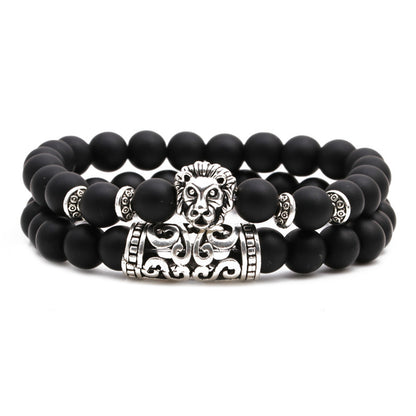 Fashion Lion Head Elephant Beaded Bracelet Set