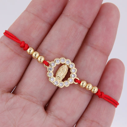 Simple Style Classic Style Color Block Rope Copper Plating Inlay Zircon 18K Gold Plated Women's Drawstring Bracelets